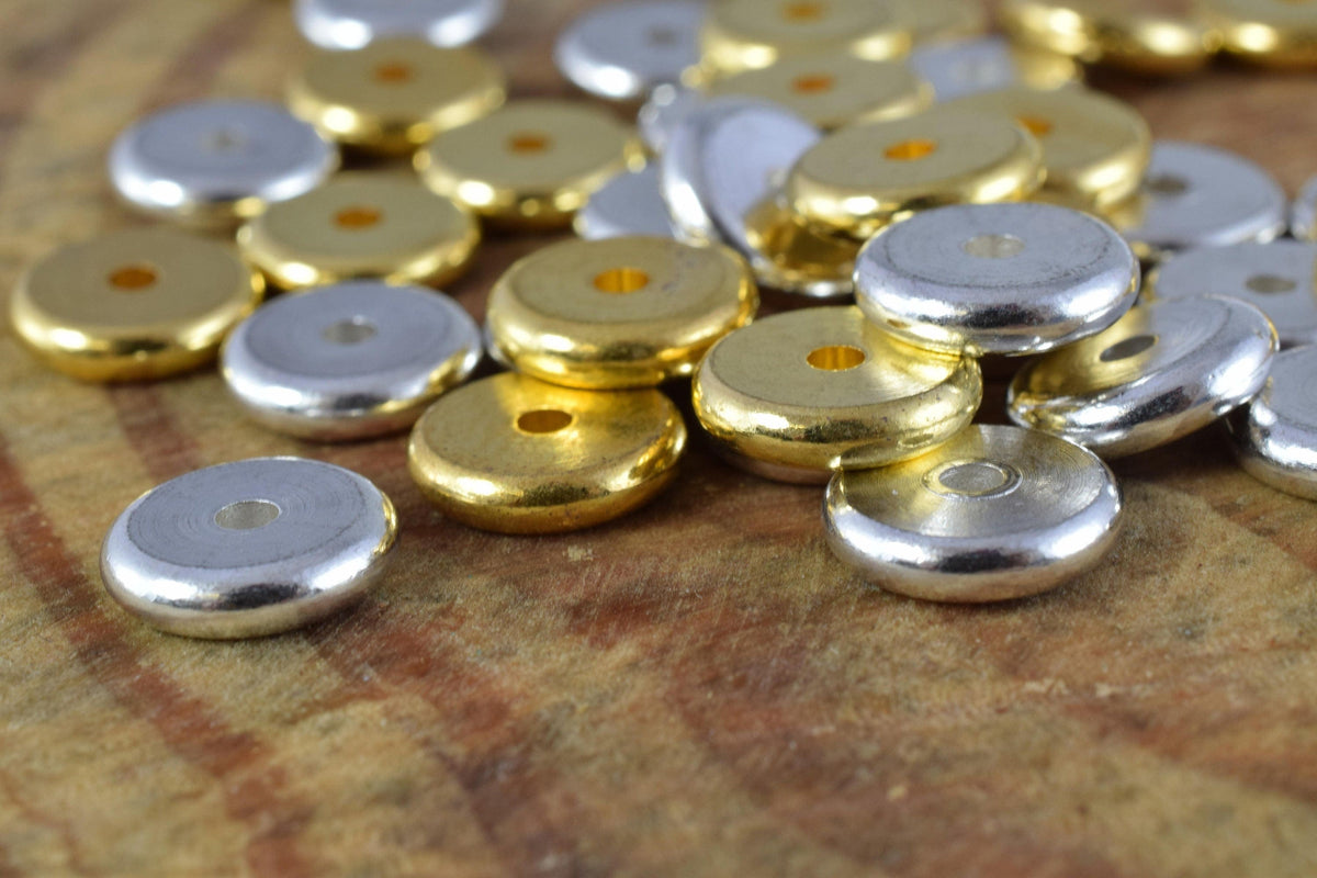 Gold /silver roundel plain spacer size 6mm/8mm/10mm, spacer beads for jewelry making,craft supplies, tools,beads,cabochons...