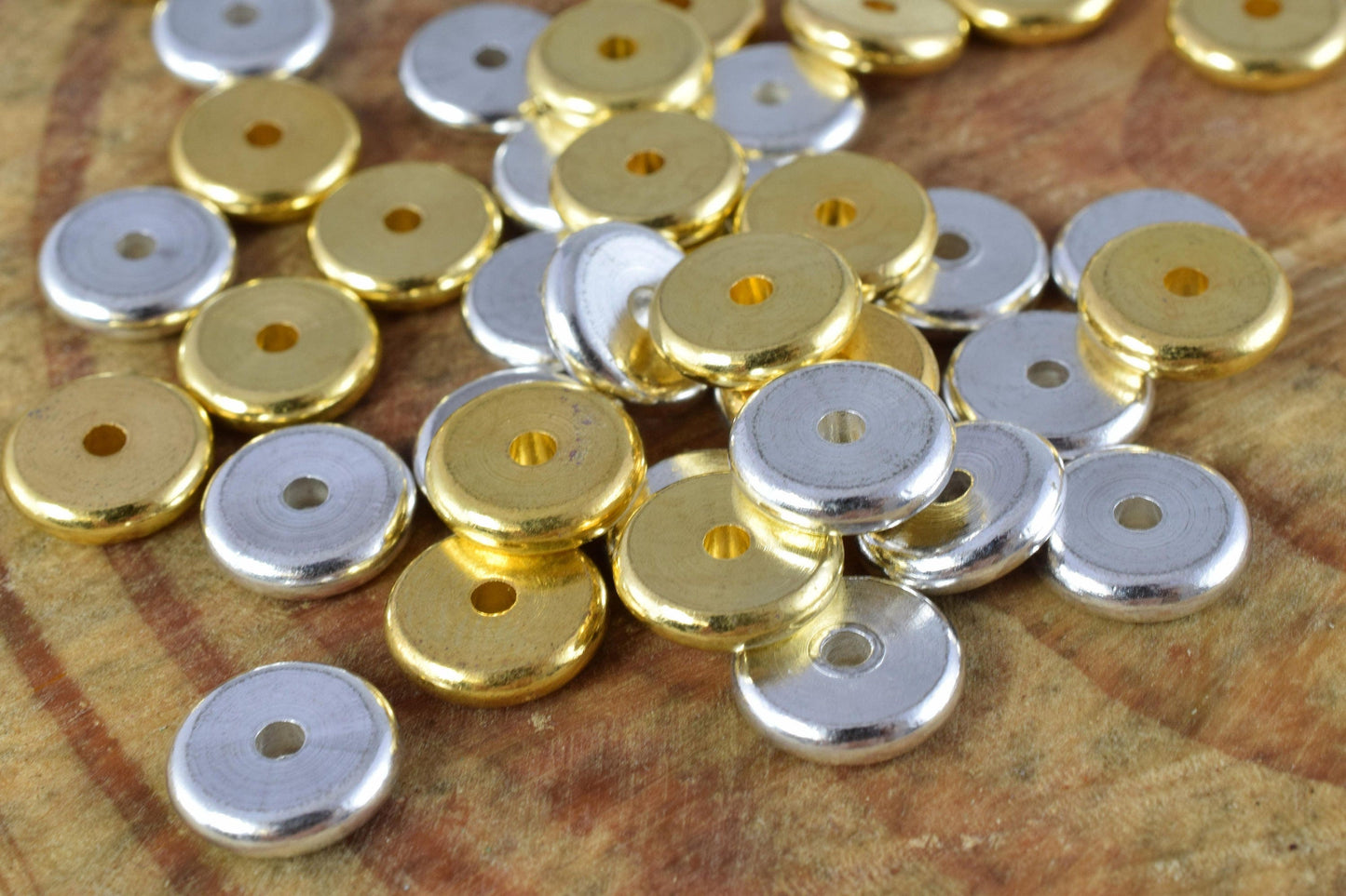 Gold /silver roundel plain spacer size 6mm/8mm/10mm, spacer beads for jewelry making,craft supplies, tools,beads,cabochons...
