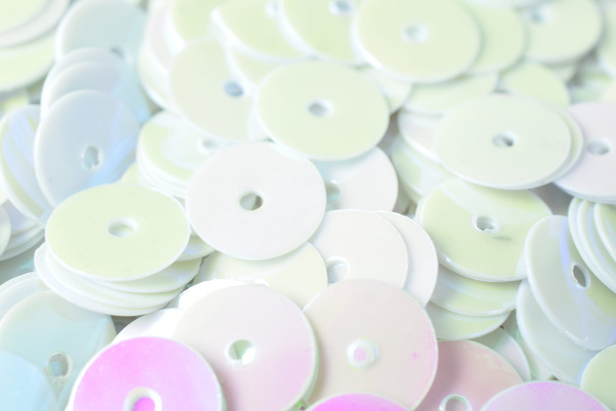 3/4/6mm white iridescent flat sequins sparkle round sequins/loose paillettes, wholesale sequins multi color, sequin appare...