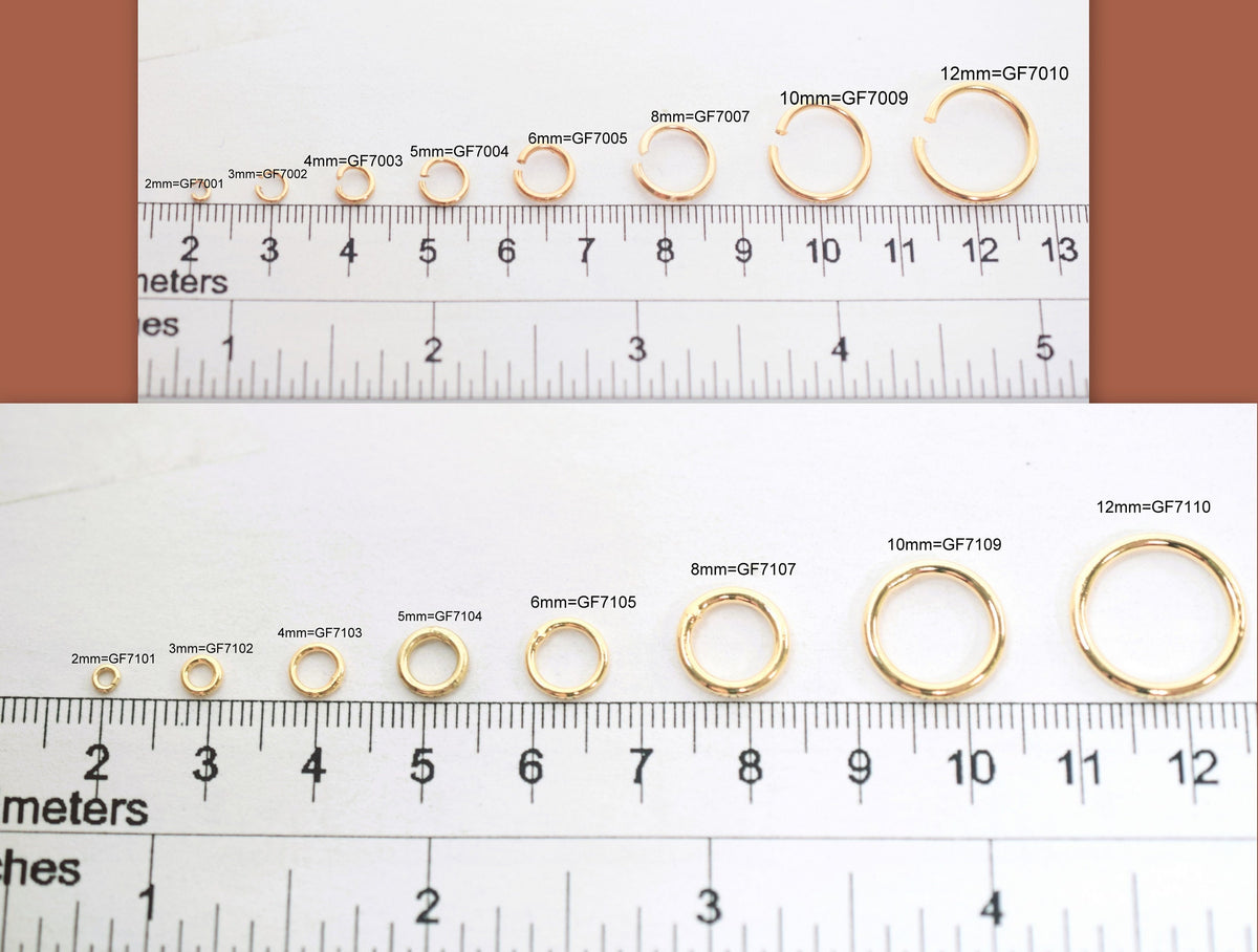 Open/Closed 18K Gold Filled Look, EP Jump Ring Findings Round Ring 2mm/3mm/4mm/5mm/6mm/8mm/10mm/12mm jewelry making supplies