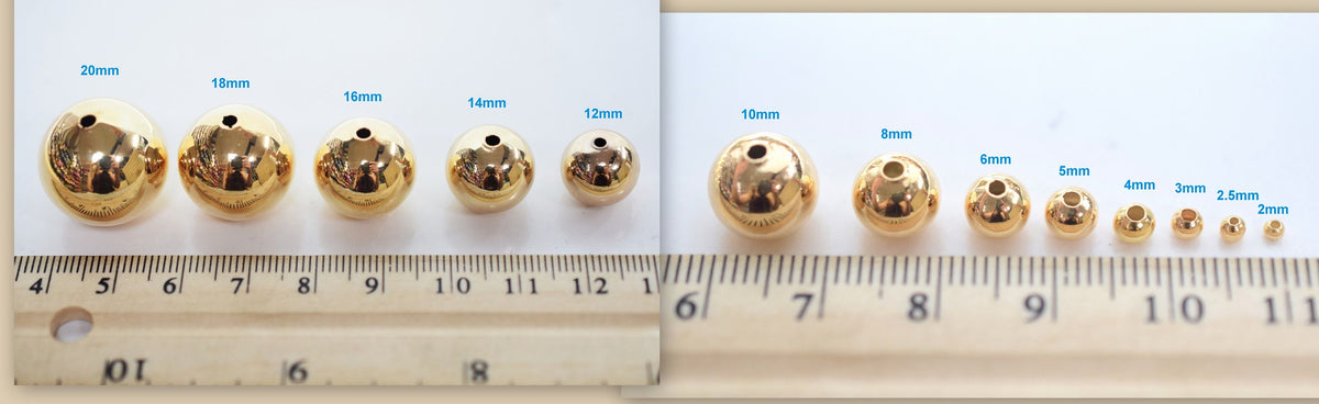 18K Findings EP Gold Filled Alternative Beads: Smooth Round Polished Finish, Base (Sizes 2mm-20mm, Tarnish Resistant, Craft Supplies)