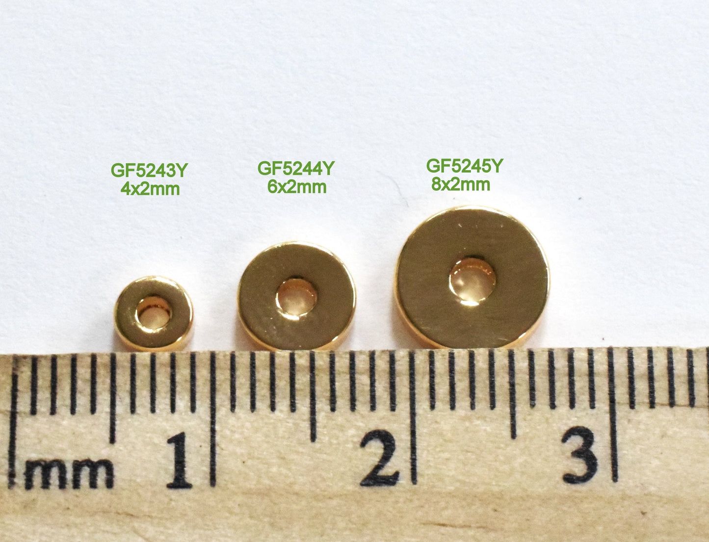Rondel Spacer Beads: Seamless Gold Filled Look - Round Flat Thin Profiles, Multiple Sizes for Jewelry Design