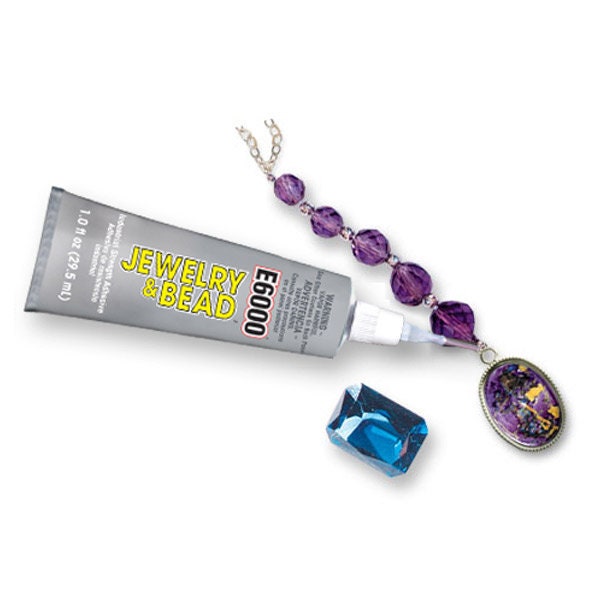 E6000 Jewelry & Bead Glue - Clear Adhesive for Wood, Fabric, Metal (1 Oz Flexible Hold, Made in USA)