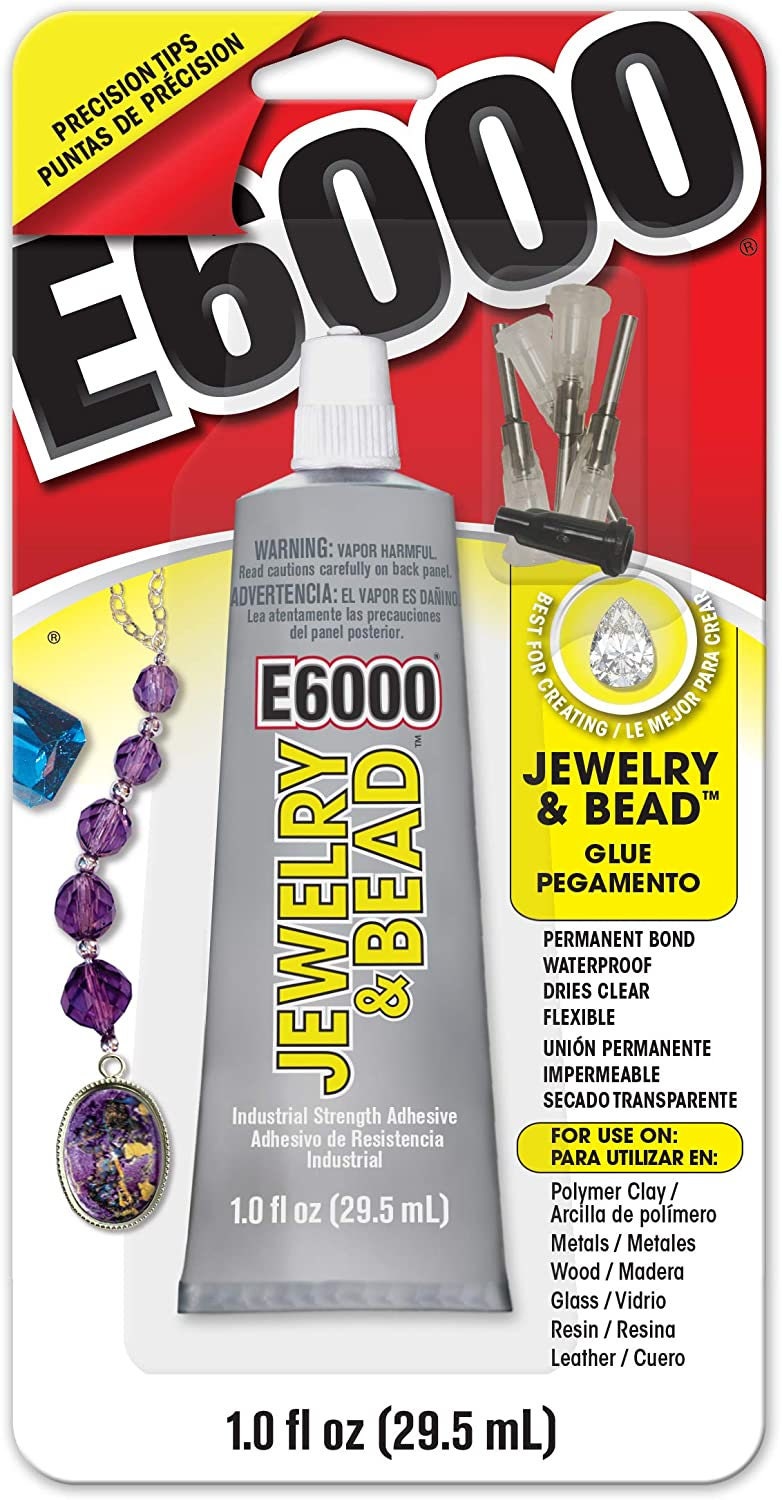 E6000 Jewelry & Bead Glue - Clear Adhesive for Wood, Fabric, Metal (1 Oz Flexible Hold, Made in USA)