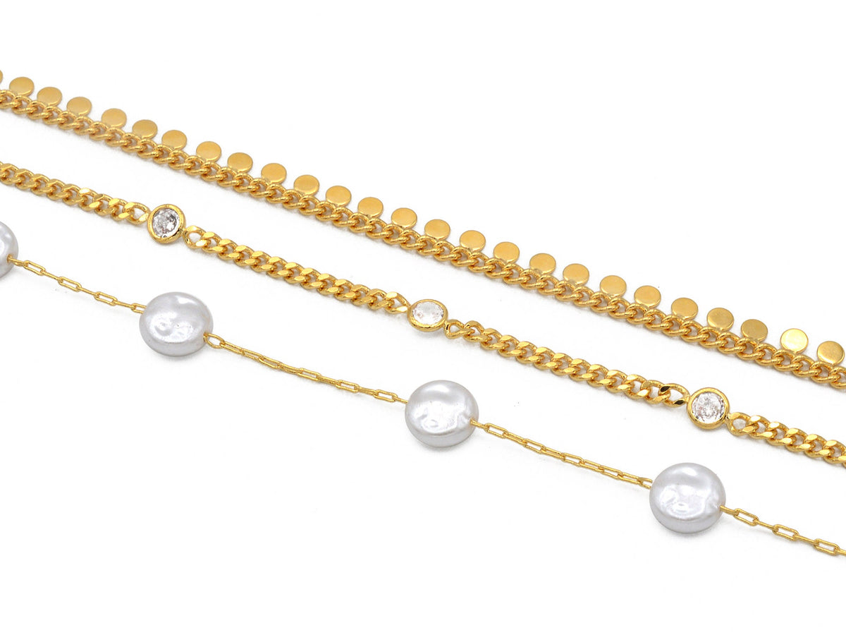 3 Feet 18K Gold Filled Look, Beaded Cuban Curb Chain, Customize Necklace With Pearl /Crystal/Coin findings for Jewelry Mak...