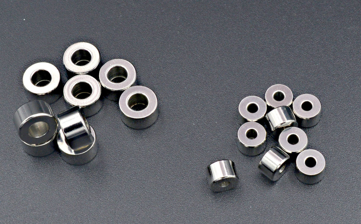 Plain Spacer Beads Cylinder Roundel: Silver Tone Smooth Spacers, Stainless Steel (20pcs, Hole Sizes 2mm & 4mm, Jewelry Supply)