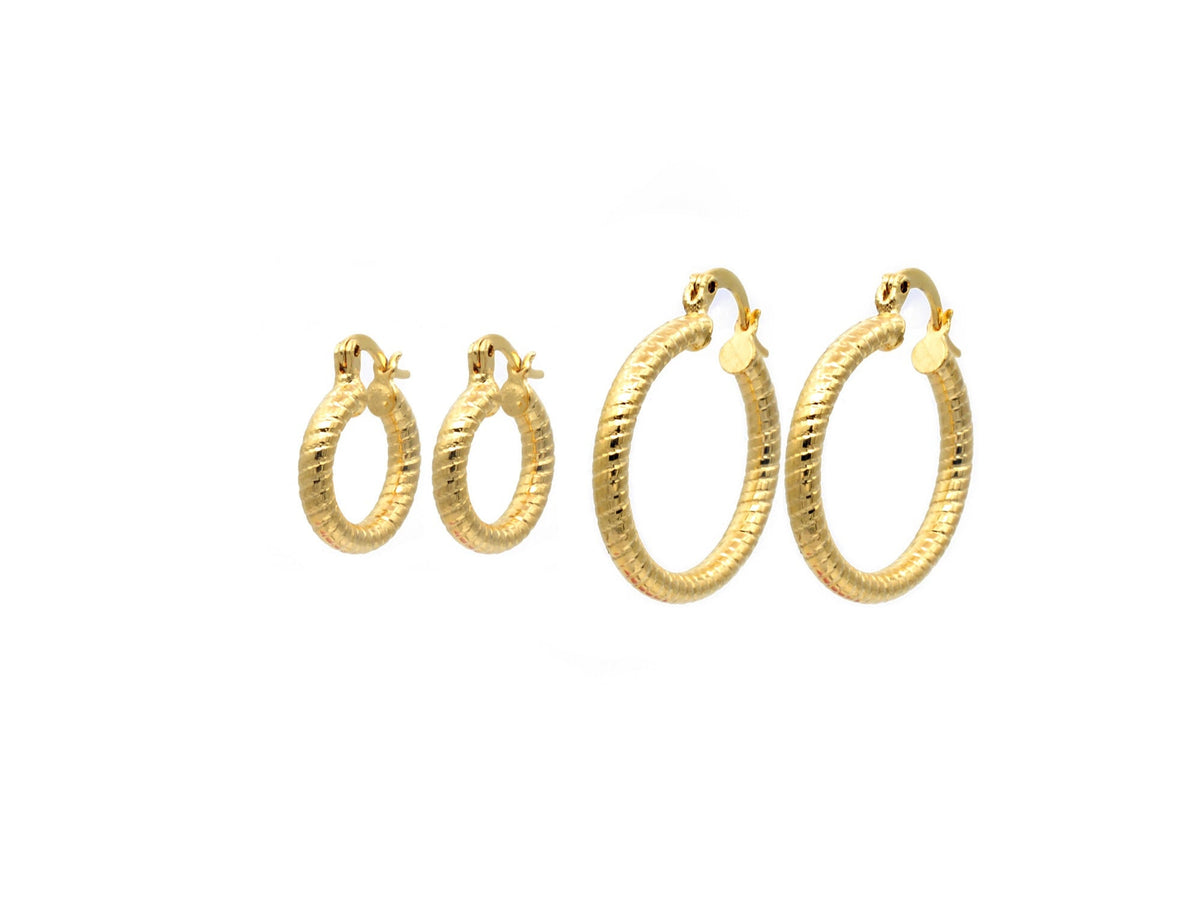 Diamond Cut Hoop Earring Gold Filled EP 18Kt , Jewelry Gift 15mm ,25mm Small to Large Earring For Every one 3mm thickness...