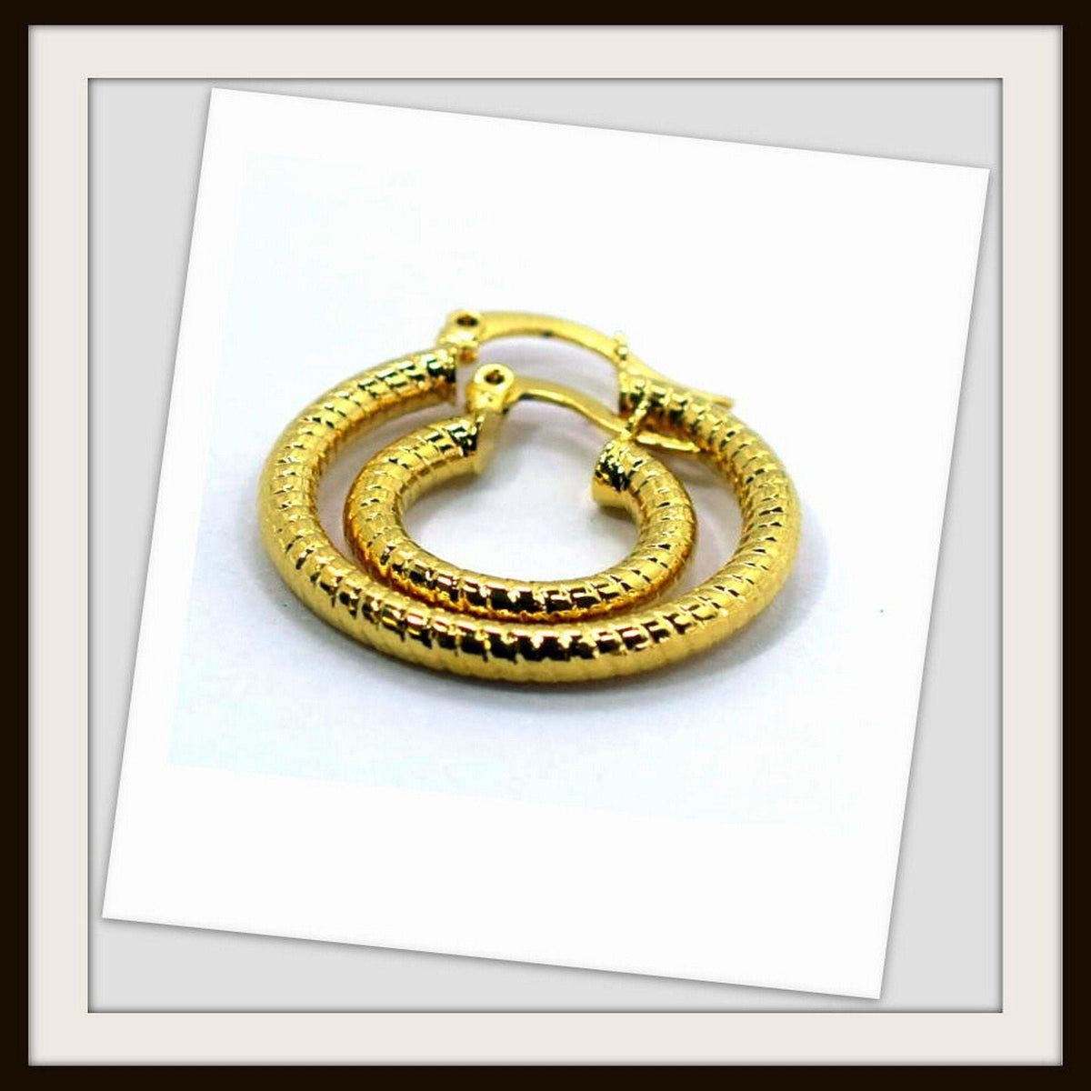 Diamond Cut Hoop Earring Gold Filled EP 18Kt , Jewelry Gift 15mm ,25mm Small to Large Earring For Every one 3mm thickness...