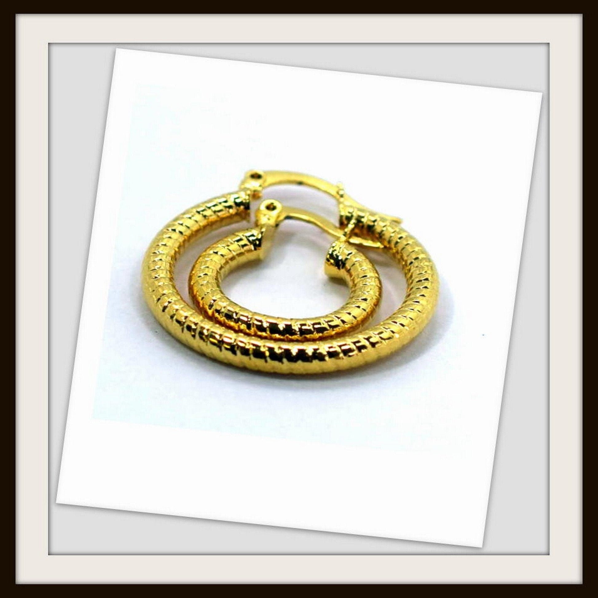 Diamond Cut Hoop Earring Gold Filled EP 18Kt , Jewelry Gift 15mm ,25mm Small to Large Earring For Every one 3mm thickness...