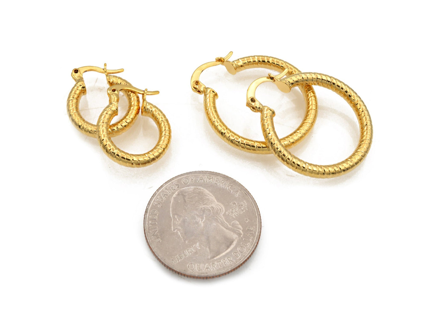 Diamond Cut Hoop Earring Gold Filled EP 18Kt , Jewelry Gift 15mm ,25mm Small to Large Earring For Every one 3mm thickness...