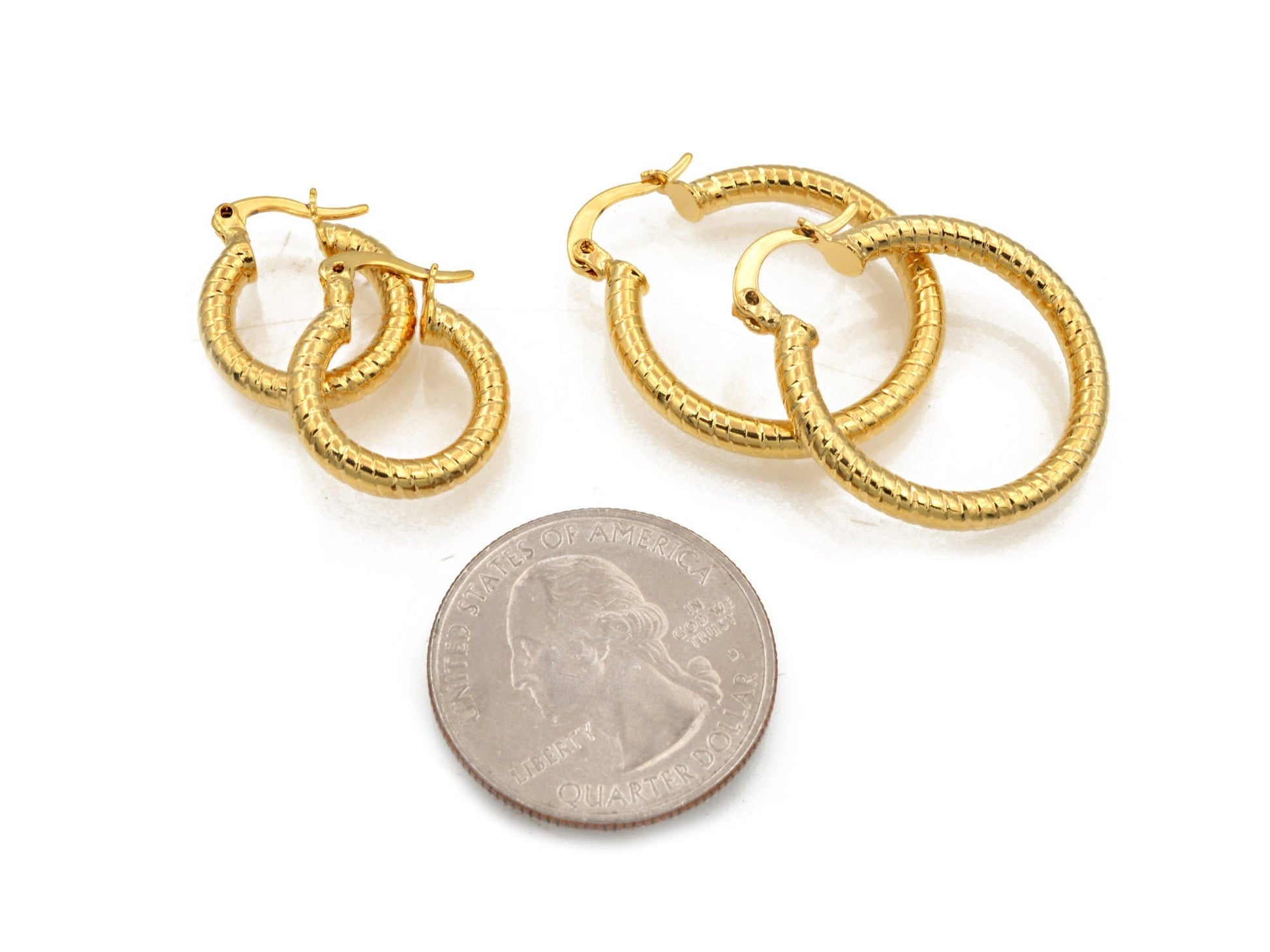 Diamond Cut Hoop Earring Gold Filled EP 18Kt , Jewelry Gift 15mm ,25mm Small to Large Earring For Every one 3mm thickness...