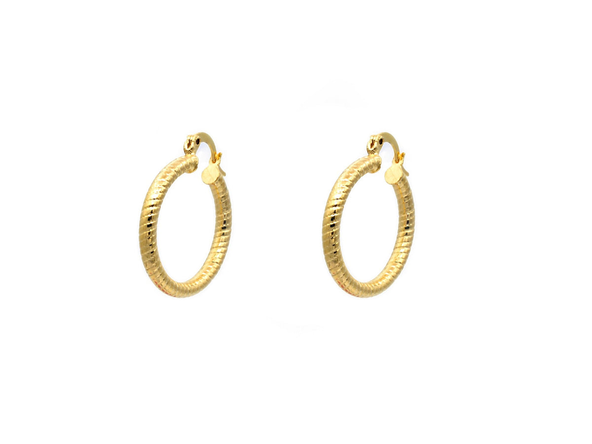 Diamond Cut Hoop Earring Gold Filled EP 18Kt , Jewelry Gift 15mm ,25mm Small to Large Earring For Every one 3mm thickness...