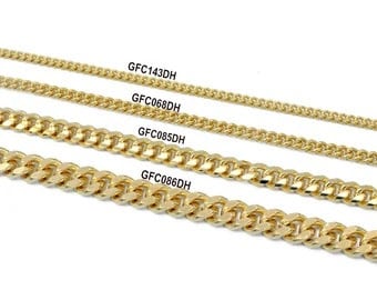 14K Gold Curb Chain By: Warm Gold Glow - Solid , Hypoallergenic, Custom Lengths Available for Jewelry Making
