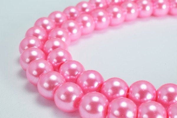 Pink Glass Pearl Round Beads Size 10mm Shine Round Ball Beads for Jewelry Making Item#789222045463 jewelry making supplies...