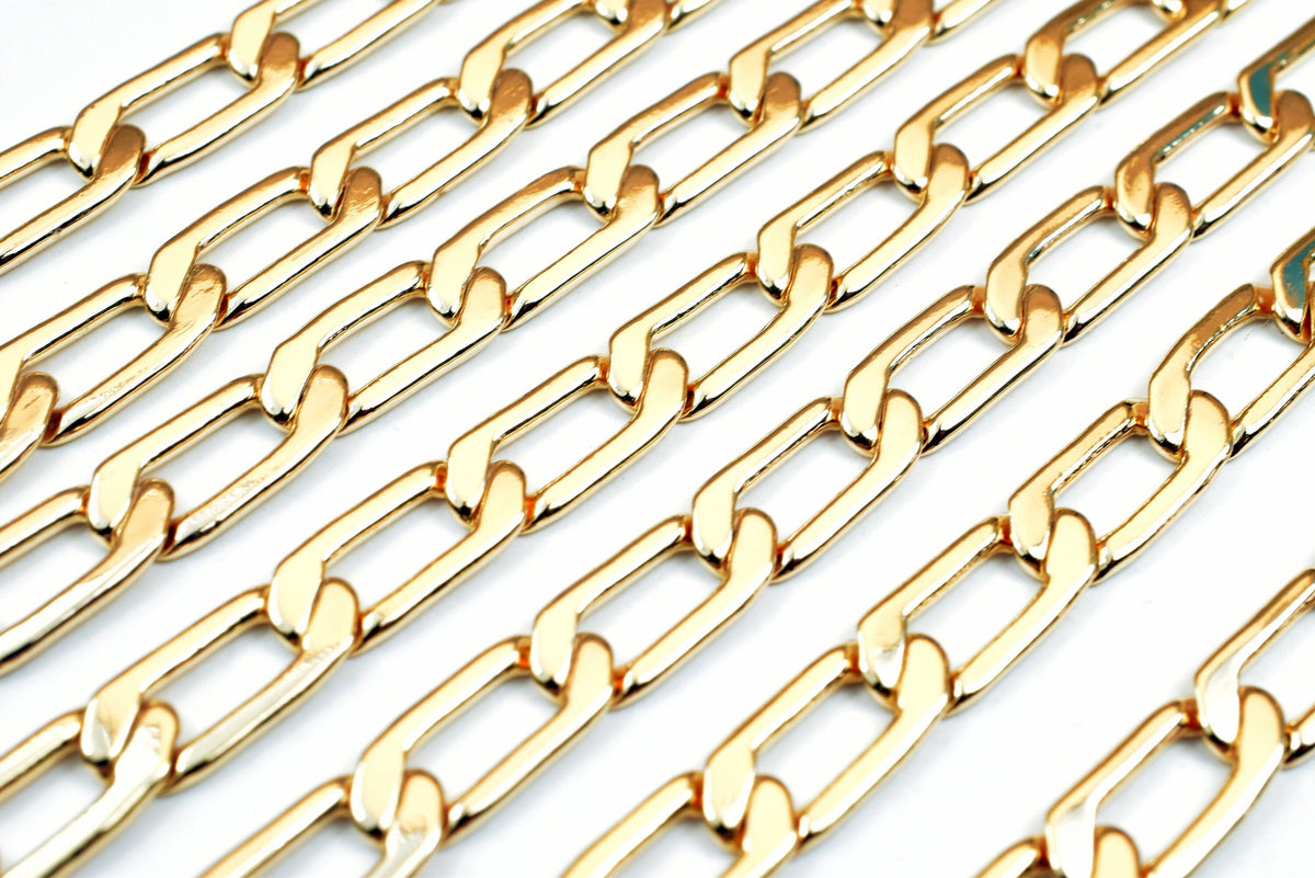 Electroplated Gold Chain Jewelry Supply, Pinky 6mm Width (1.1mm Thick, Tarnish Resistant, Sold by Foot)