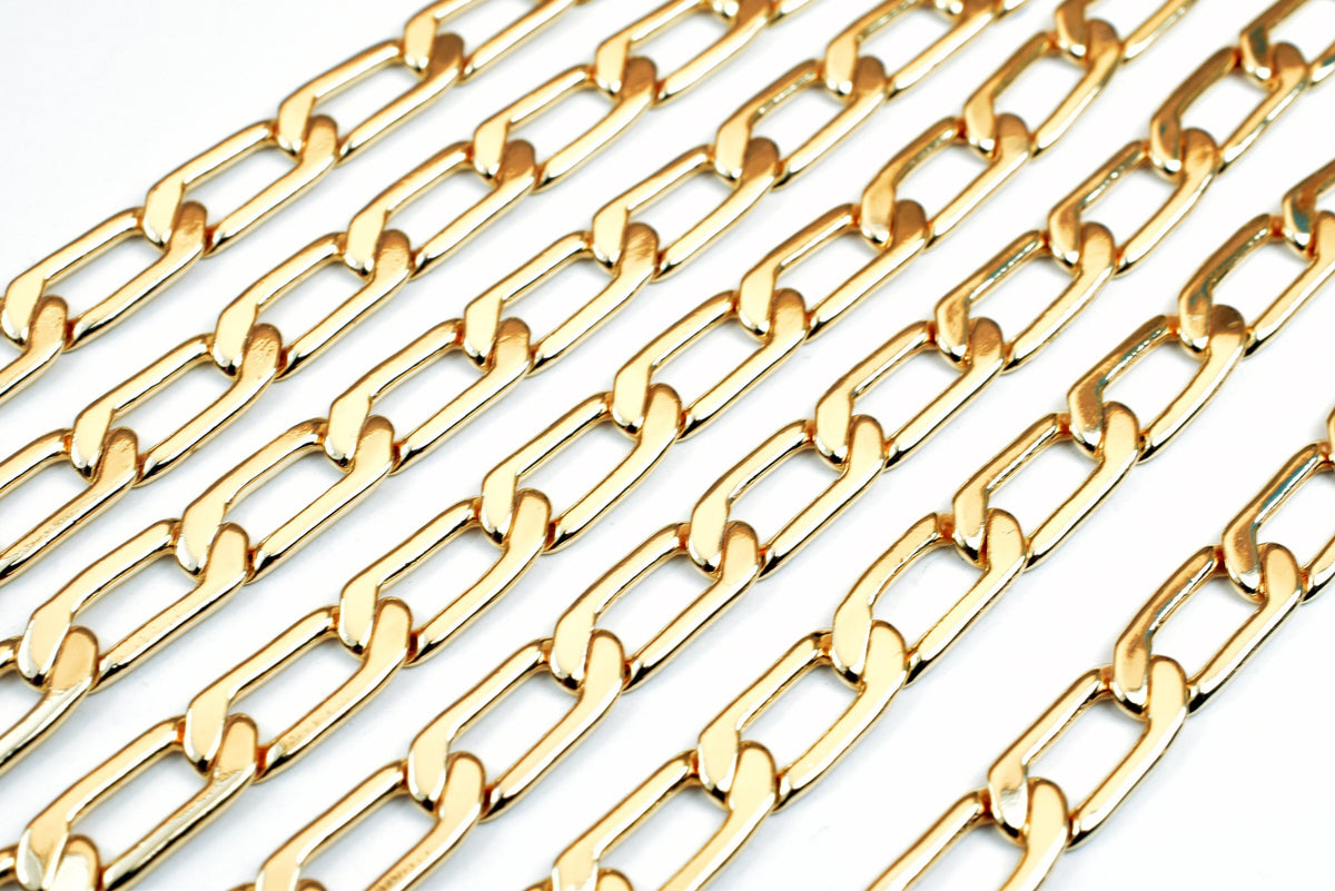 Electroplated Gold Chain Jewelry Supply, Pinky 6mm Width (1.1mm Thick, Tarnish Resistant, Sold by Foot)