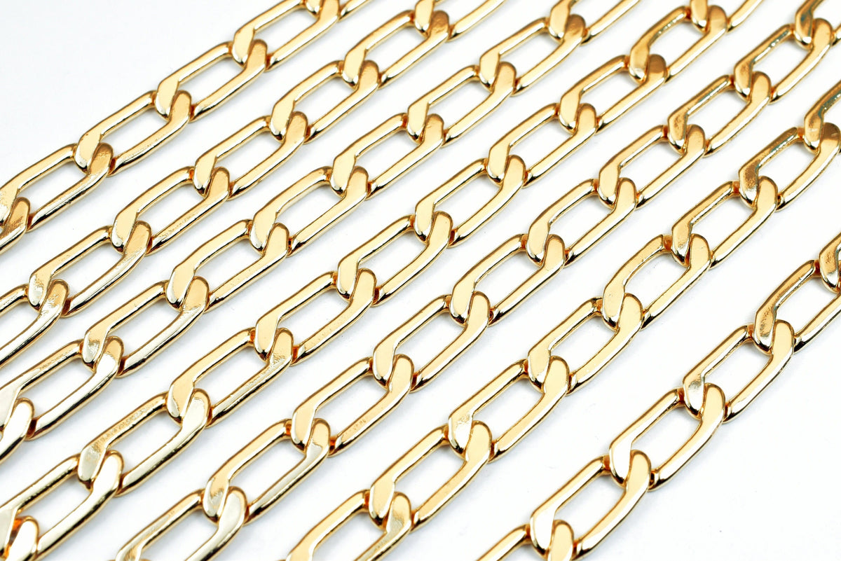 Electroplated Gold Chain Jewelry Supply, Pinky 6mm Width (1.1mm Thick, Tarnish Resistant, Sold by Foot)