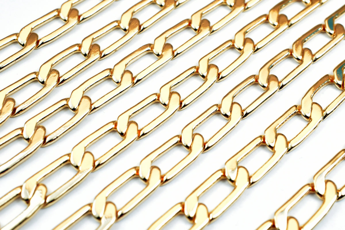 Electroplated Gold Chain Jewelry Supply, Pinky 6mm Width (1.1mm Thick, Tarnish Resistant, Sold by Foot)