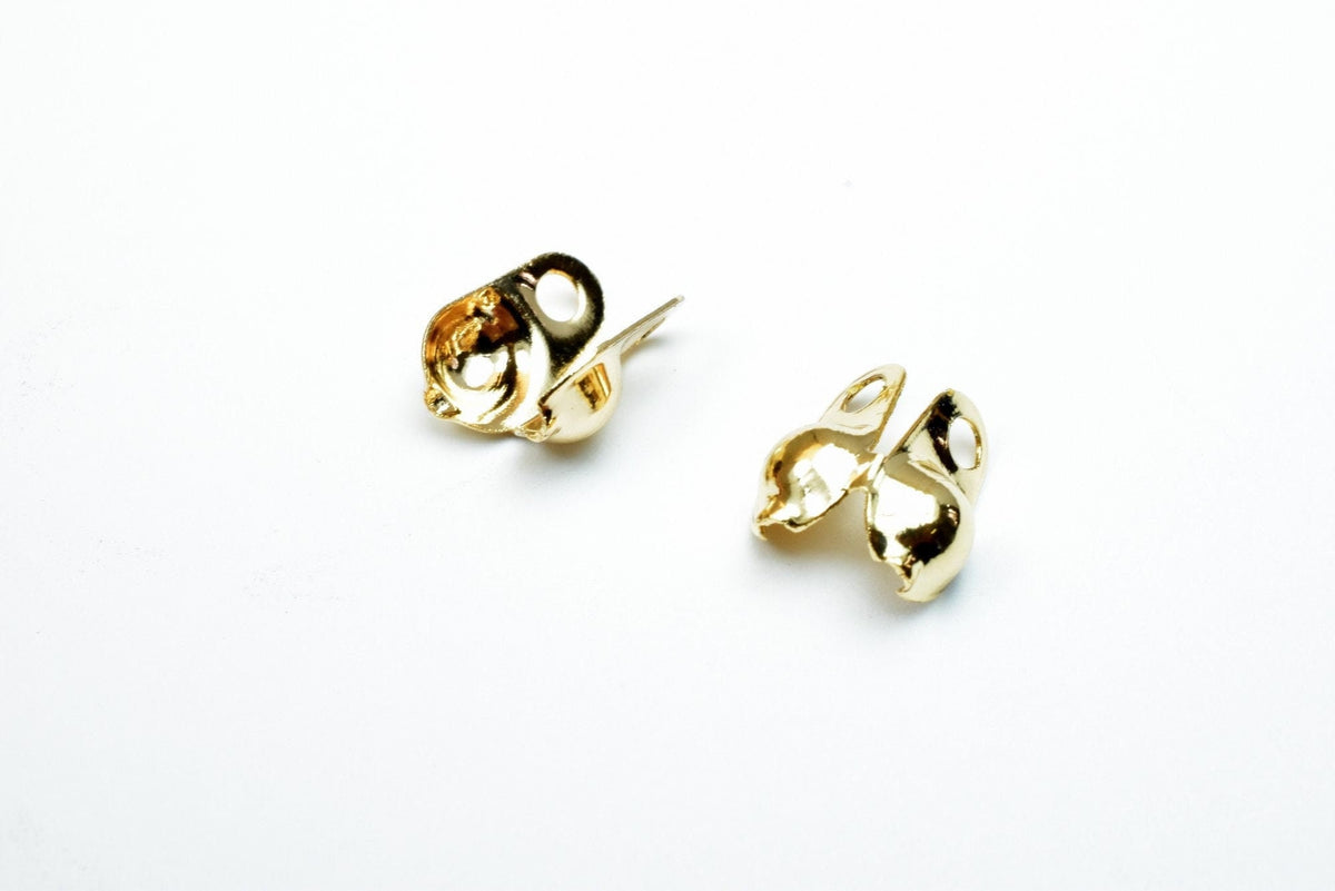 18k Gold Filled Look, EP ball chain crimp cover end tip beads size 1.5mm, 2.4mm, 3.2mm jewelry making supplies - detail im...
