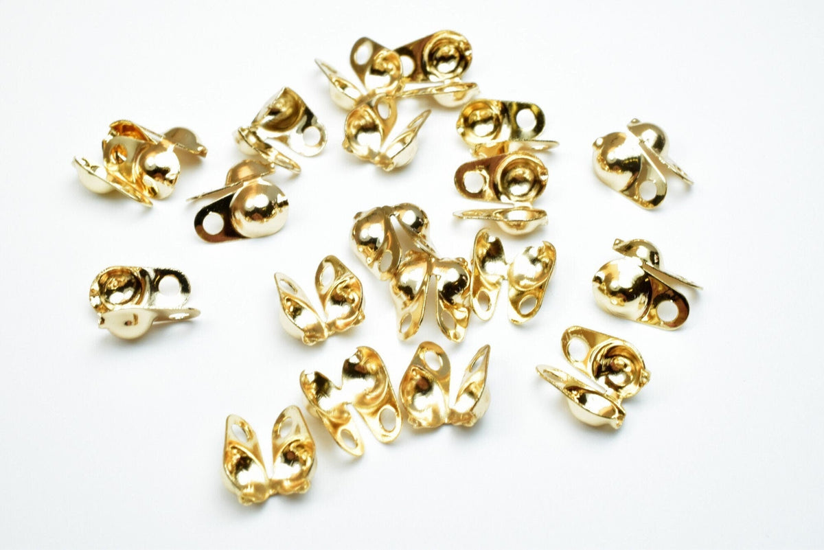 18k Gold Filled Look, EP ball chain crimp cover end tip beads size 1.5mm, 2.4mm, 3.2mm jewelry making supplies - detail im...