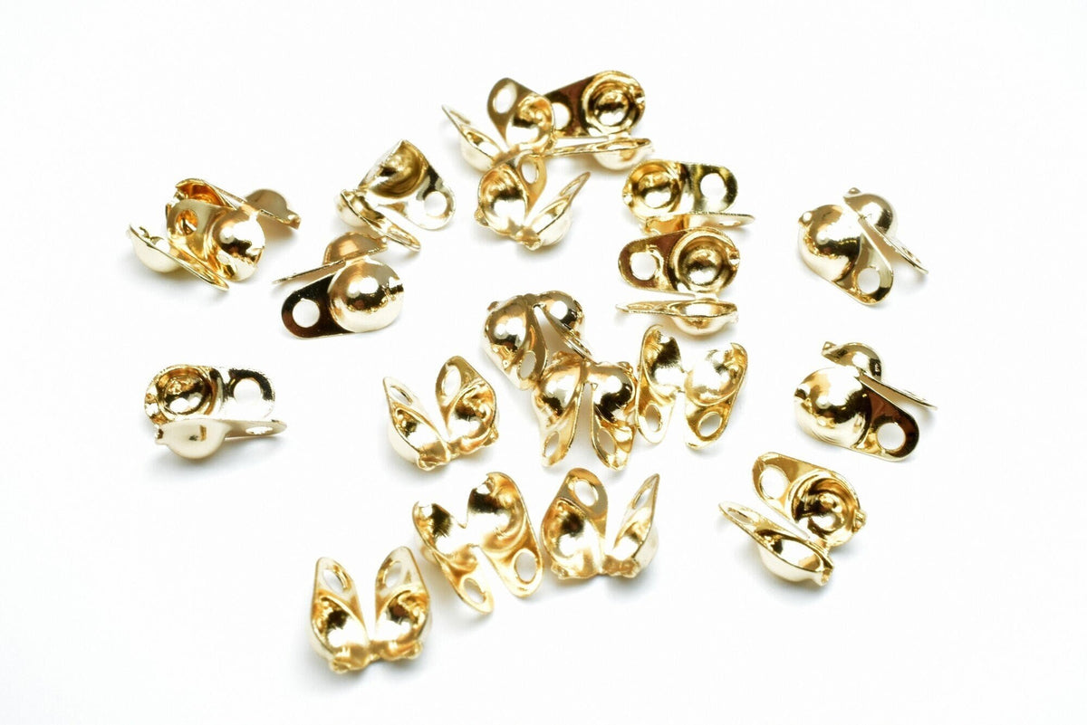 18k Gold Filled Look, EP ball chain crimp cover end tip beads size 1.5mm, 2.4mm, 3.2mm jewelry making supplies - detail im...