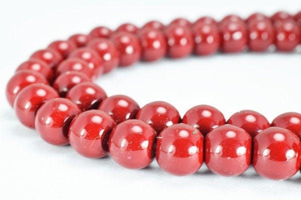 Dark Red Glass Beads Round 8mm Shine Round Beads For Jewelry Making Item #789222045654 jewelry making supplies - detail im...