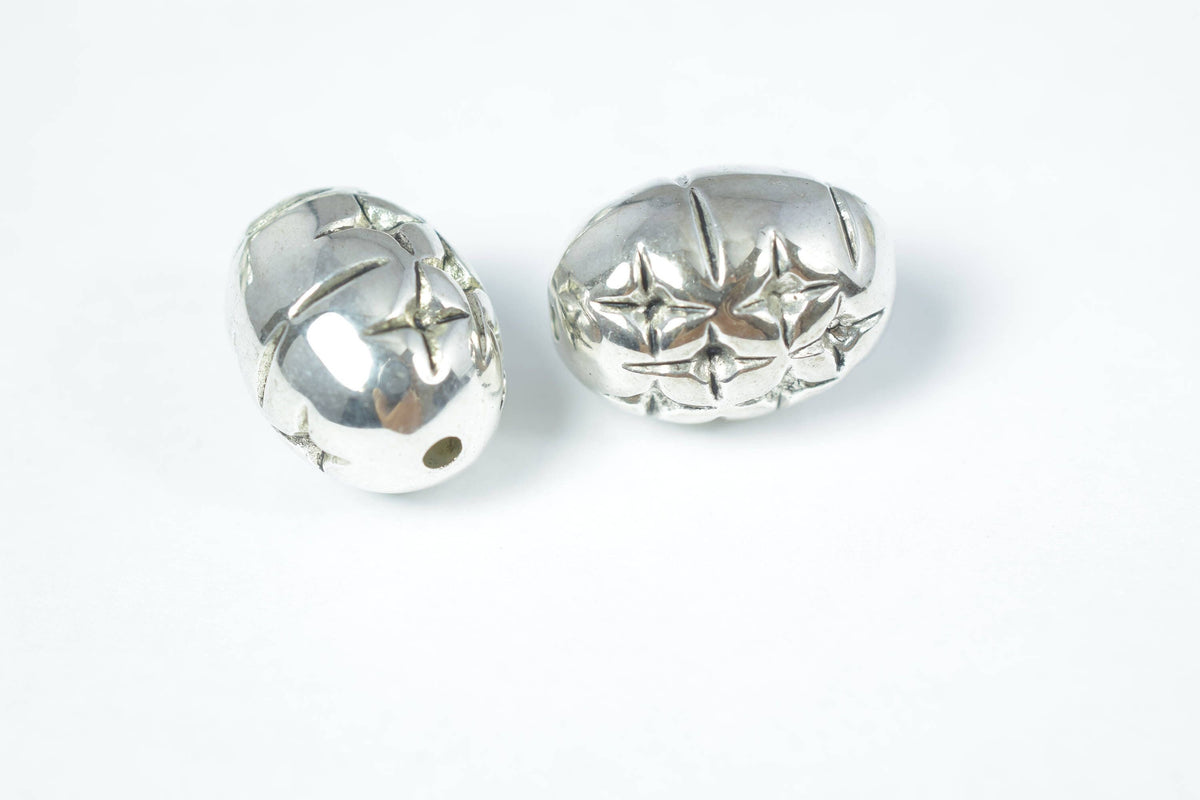 16x22mm Oval  Silver Plastic Resin Textured, 2mm hole size Beads/Plastic Beading Tools/Resin/Beads/Macrame Beads/Oval Bead...
