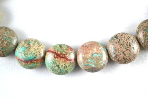 Fossil Jasper Flat Round Gemstone Beads 1 strand 28 PCs Size 15mm Hole Size 1mm Natural, healing, chakra, birthstone for J...