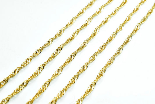 18K Gold Filled Alternative Singapore Chain - 31 Inch Length, Fine Jewelry Making Chain - Durable Gold Finish, Alloy