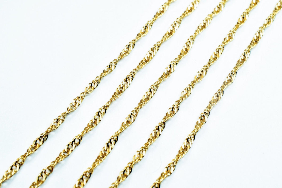 18K Gold Filled Alternative Singapore Chain - 31 Inch Length, Fine Jewelry Making Chain - Durable Gold Finish, Alloy