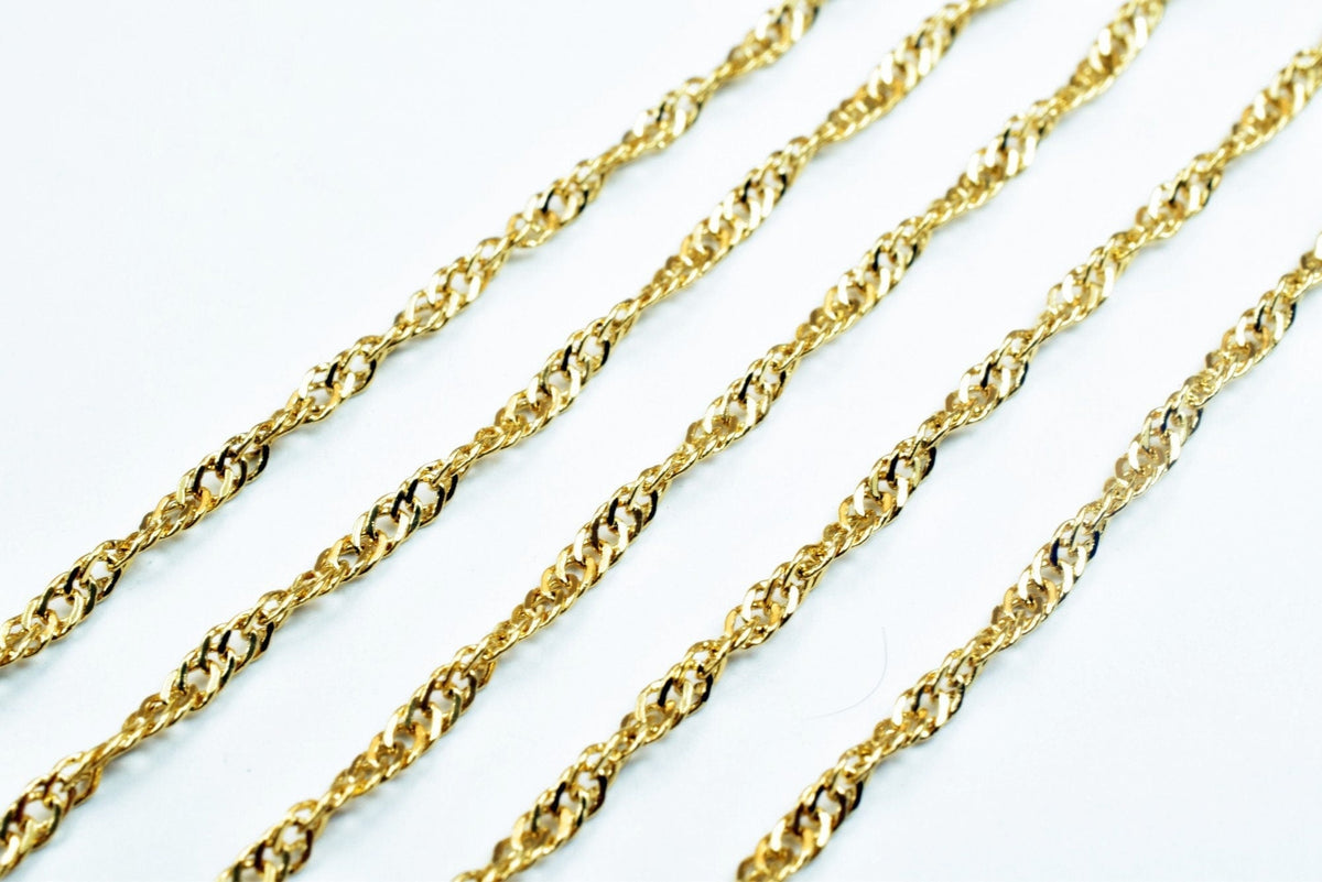 18K Gold Filled Alternative Singapore Chain - 31 Inch Length, Fine Jewelry Making Chain - Durable Gold Finish, Alloy