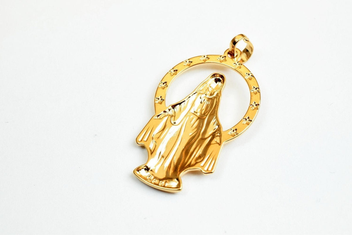 18k rose as as gold filled* tarnish resistant holy virgin mary pendant saint mary charm pendants size 36x22mm for jewelry...