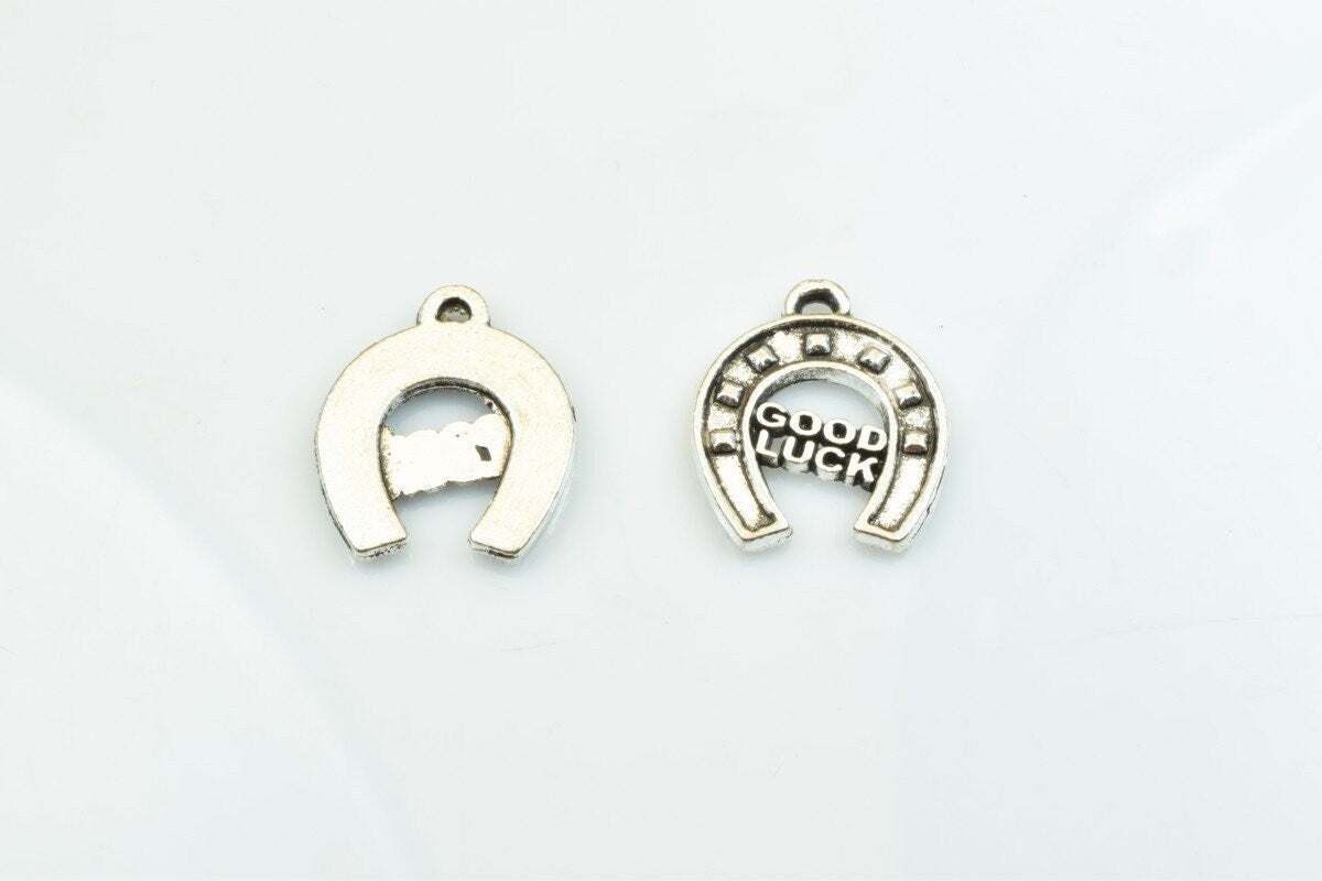15 PCs Horseshoes Good Luck Charms Alloy Antique Silver Size 17x14.5mm Jump Ring Size 1mm For Jewelry Making jewelry makin...