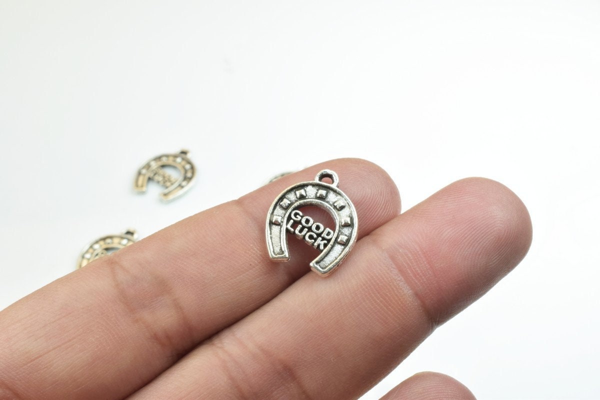 15 PCs Horseshoes Good Luck Charms Alloy Antique Silver Size 17x14.5mm Jump Ring Size 1mm For Jewelry Making jewelry makin...