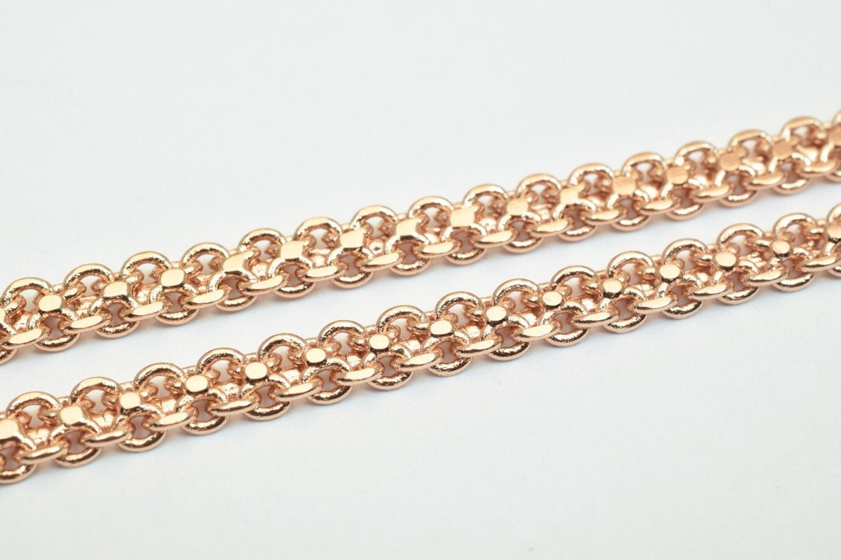 18K Rose gold filled EP tarnish resistant Chain 19" Inches Long 4mm Width 2mmThickness CG235 jewelry making supplies - det...