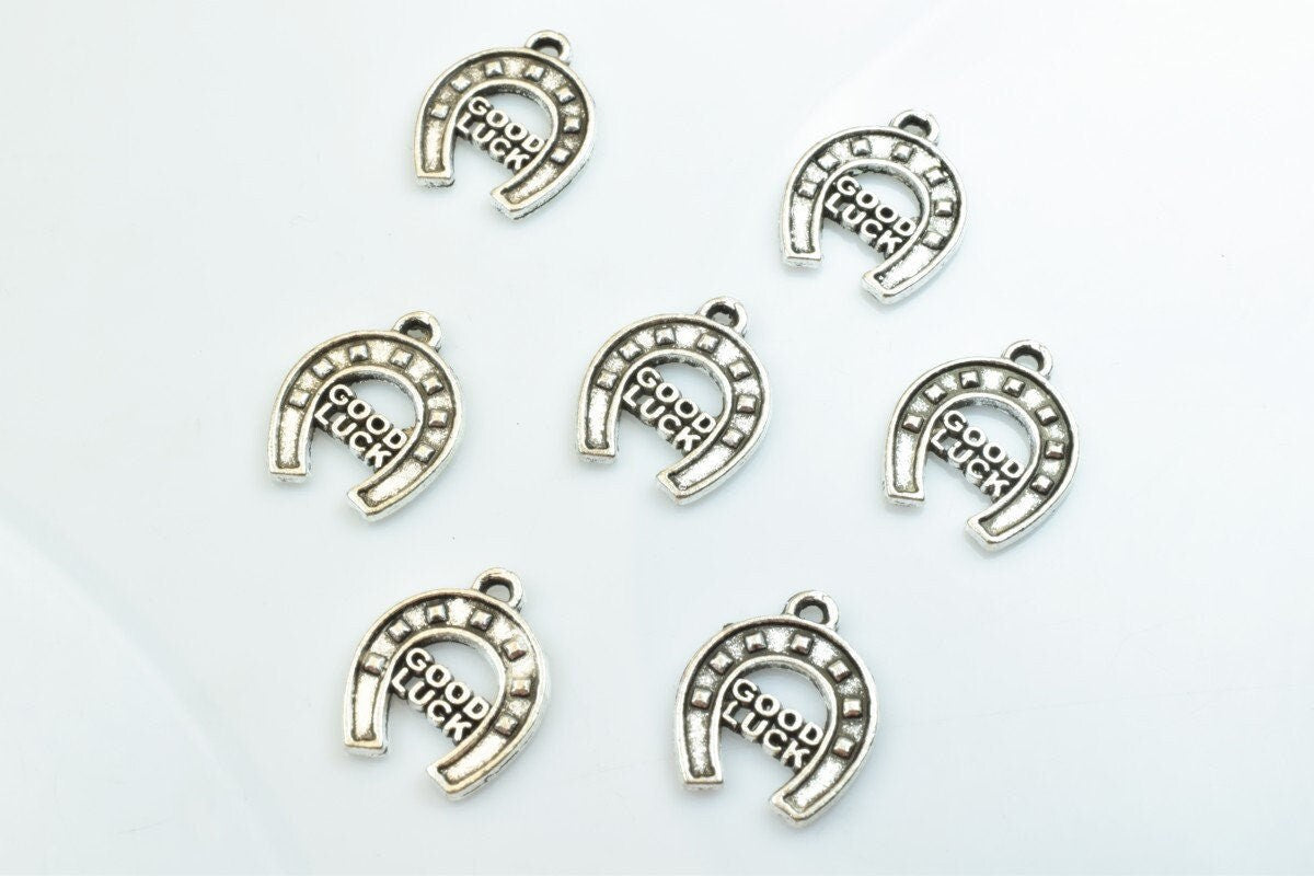 15 PCs Horseshoes Good Luck Charms Alloy Antique Silver Size 17x14.5mm Jump Ring Size 1mm For Jewelry Making jewelry makin...
