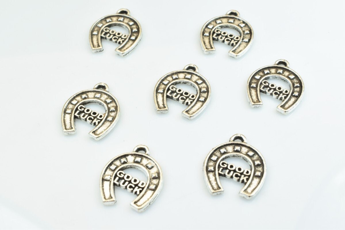 15 PCs Horseshoes Good Luck Charms Alloy Antique Silver Size 17x14.5mm Jump Ring Size 1mm For Jewelry Making jewelry makin...