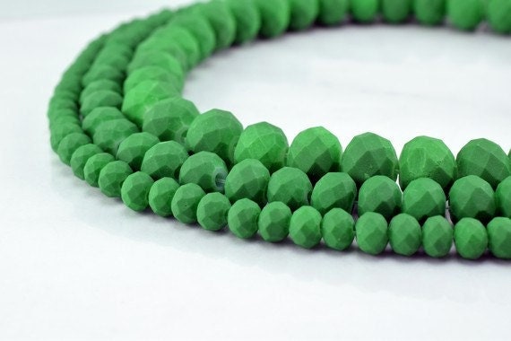 3 Strands Matte Glass Beads Donut Rondelle Faceted Jewelry Decoration Chandelier 3x4mm/4x6mm/6x8mm 3 Sizes Group 60 PCs ea...