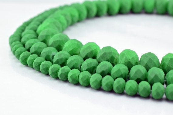 3 Strands Matte Glass Beads Donut Rondelle Faceted Jewelry Decoration Chandelier 3x4mm/4x6mm/6x8mm 3 Sizes Group 60 PCs ea...