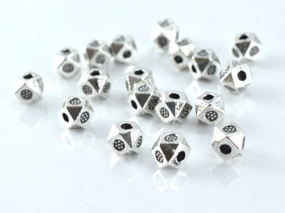 Antique Silver Metal Beads: 4mm Textured Alloy, Dimensional Finish - 1mm Hole, Pack of 50, Jewelry Making Supplies