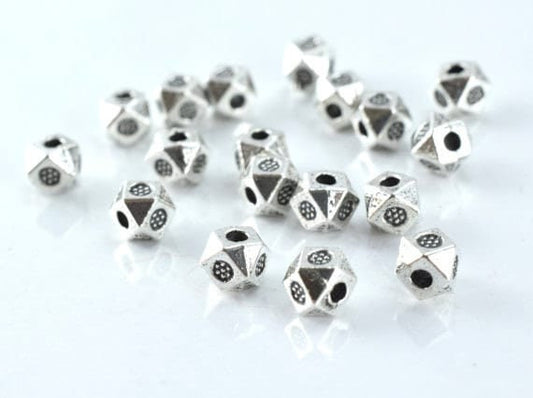 Antique Silver Metal Beads: 4mm Textured Alloy, Dimensional Finish - 1mm Hole, Pack of 50, Jewelry Making Supplies