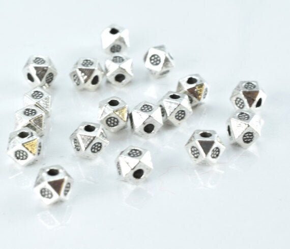 Antique Silver Metal Beads: 4mm Textured Alloy, Dimensional Finish - 1mm Hole, Pack of 50, Jewelry Making Supplies