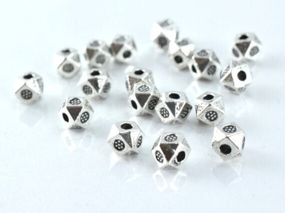 Antique Silver Metal Beads: 4mm Textured Alloy, Dimensional Finish - 1mm Hole, Pack of 50, Jewelry Making Supplies