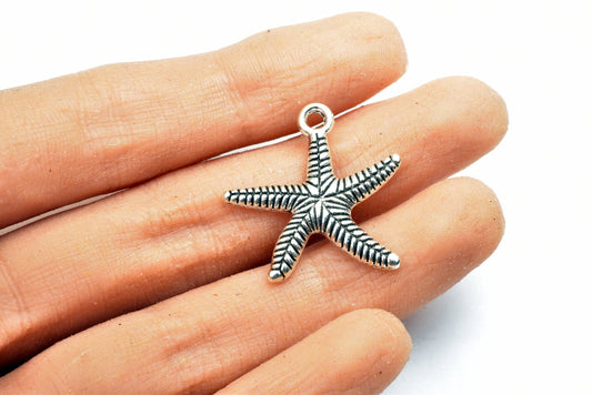 10PCs Sea Star Charms Size 25mm Antique Tibetan Silver Tone Charm Ocean Beach Sea Pendant Finding For Jewelry Making jewel...