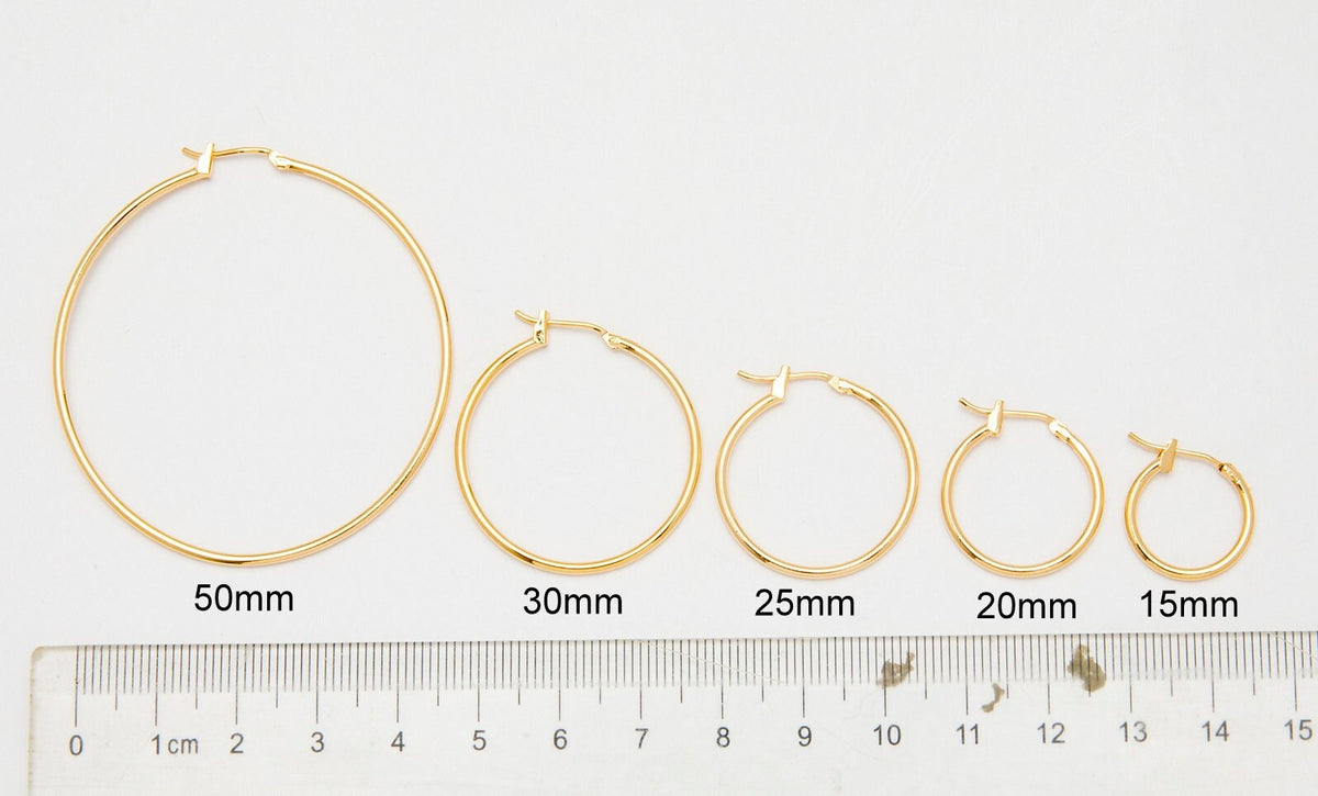 Versatile Gold Filled EP Hoop Earrings   Skin Friendly & Water Resistant, 15mm to 50mm secure and Elegant jewelry making s...