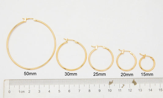 Versatile Gold Filled EP Hoop Earrings   Skin Friendly & Water Resistant, 15mm to 50mm secure and Elegant jewelry making s...