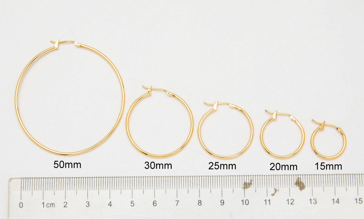 EP Hoop Earrings Multi-Size: Elegant Gold-Filled Alternative - Secure Lock, Hypoallergenic, Durable, Water Resistant