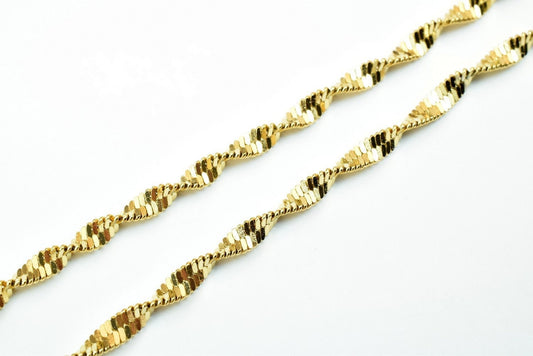 18k Gold Filled Alternative Chain Herringbone Twisted: Classic Gold - Tarnish Resistant, , Everyday Wear Jewelry