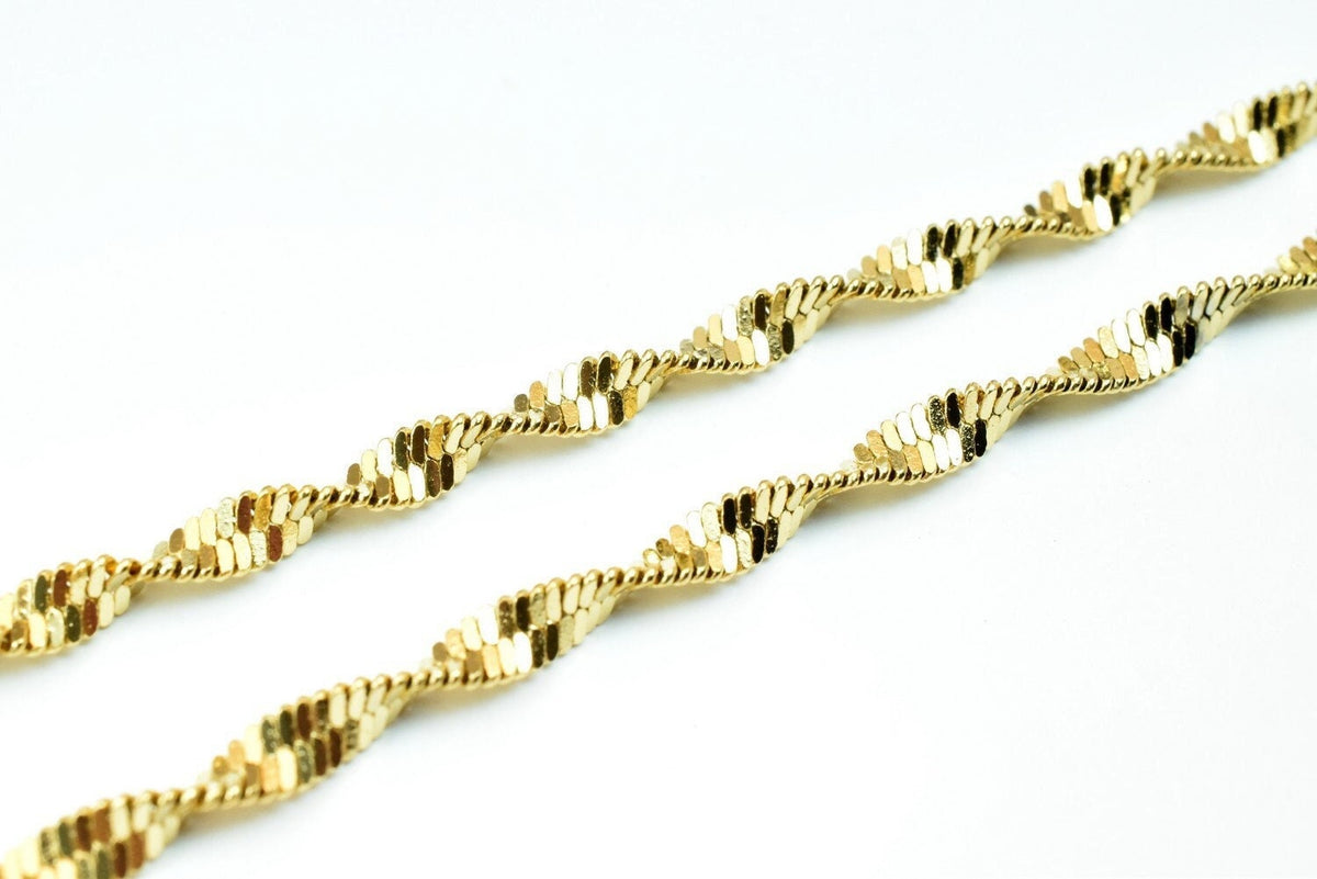 18k Gold Filled Alternative Chain Herringbone Twisted: Classic Gold - Tarnish Resistant, , Everyday Wear Jewelry