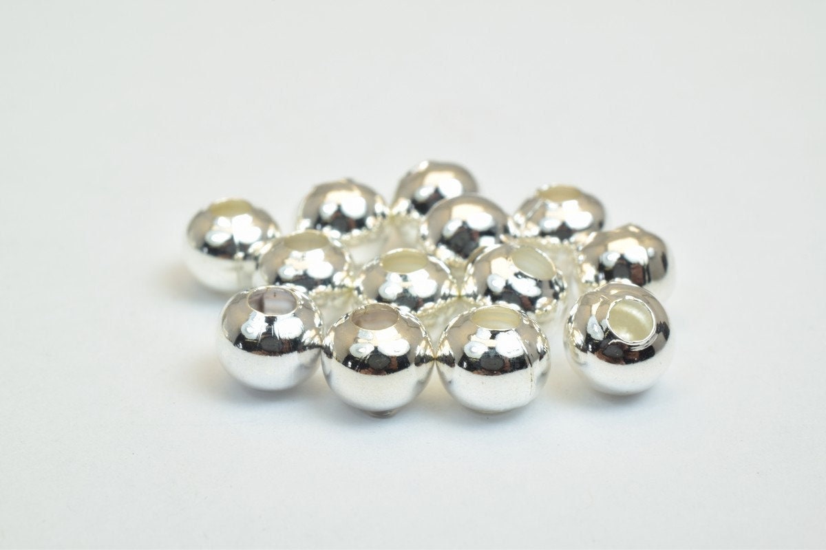 100 PCs Silver Plated Plain Round Beads 5mm Hole Size 2mm Item# 210001400369 jewelry making supplies - detail image 2